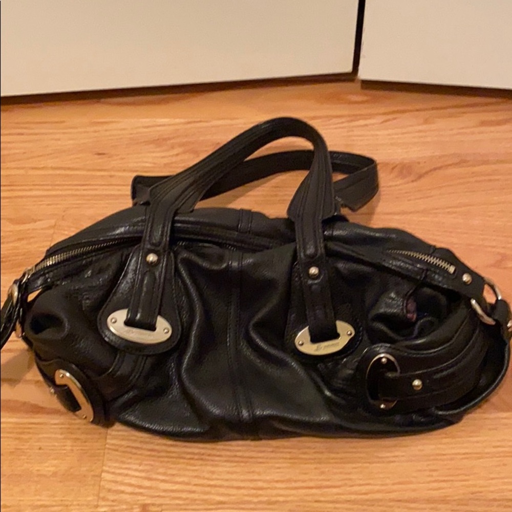 B. Makowsky black leather shoulder bag